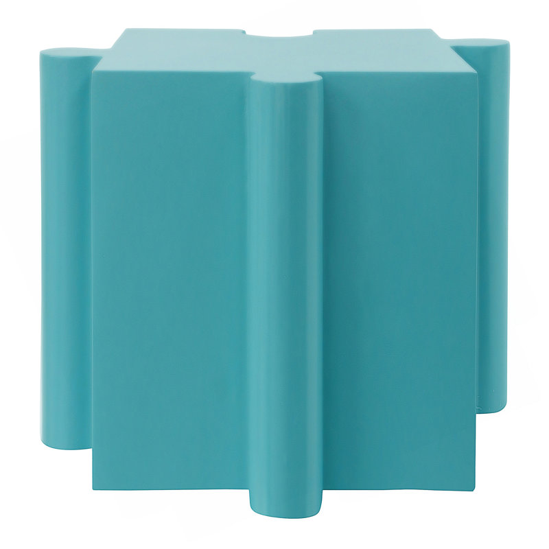 Modular Art Side Table With Convex Edge And Interlocking MGO Design For Indoor And Outdoor Use., Light Blue
