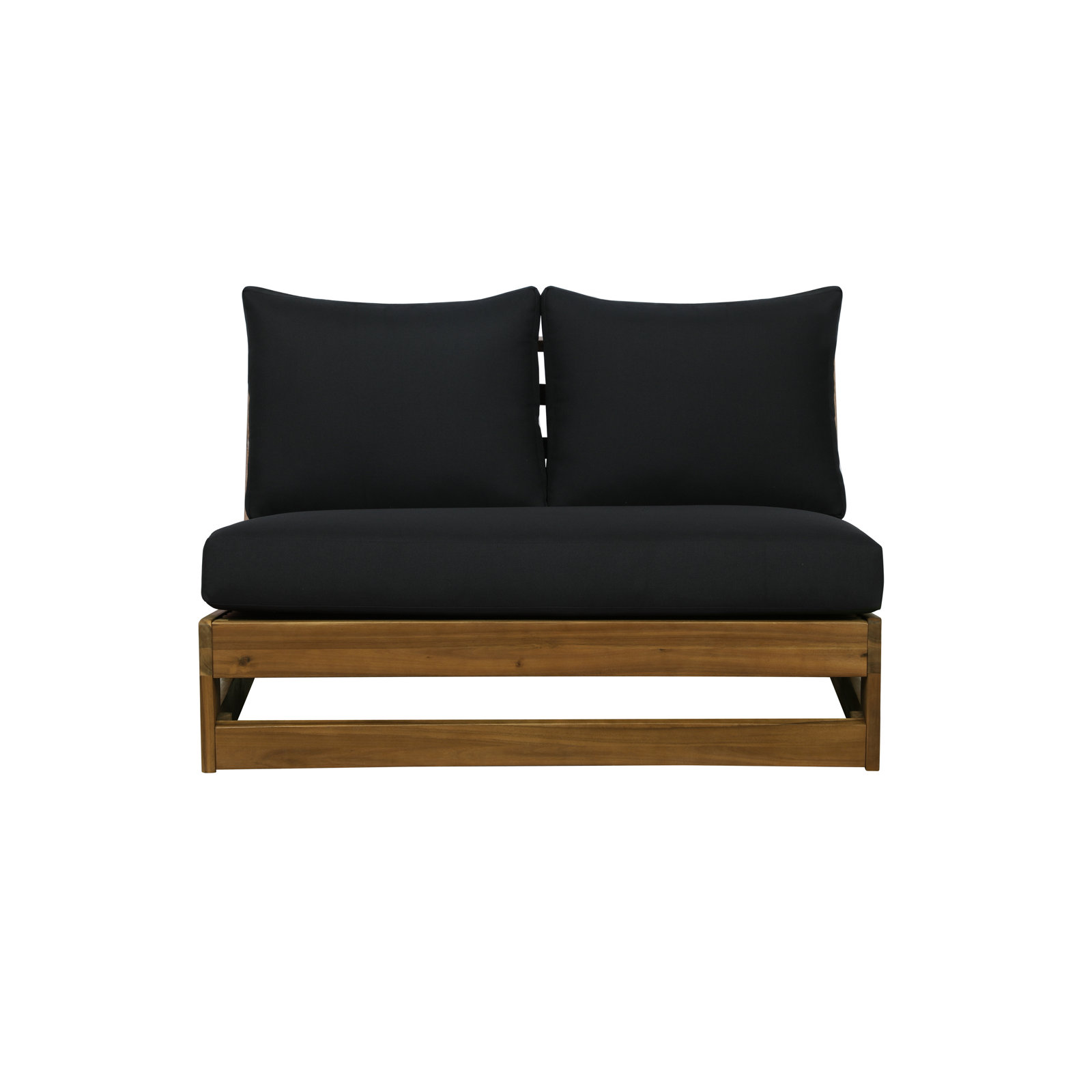 43" Acacia Patio Loveseat, Black, Brown