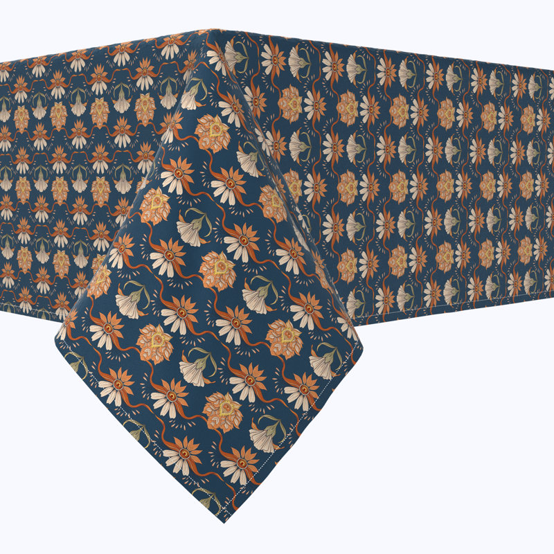 Rectangular Tablecloth, 100% Cotton, Floral 145, 104" x 52"