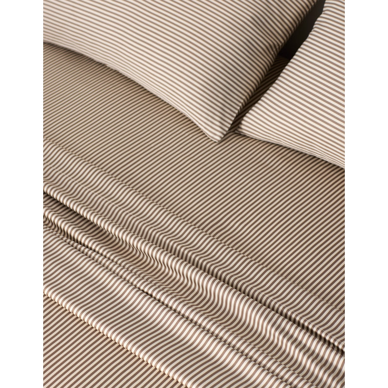 Bamboo Sheet Set, Twin/Twin XL Sheet Set, Classic Stripe in Ebony