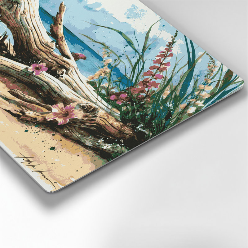 Art mural hawaïen en bois flotté beige, H 20 po x l 24 po