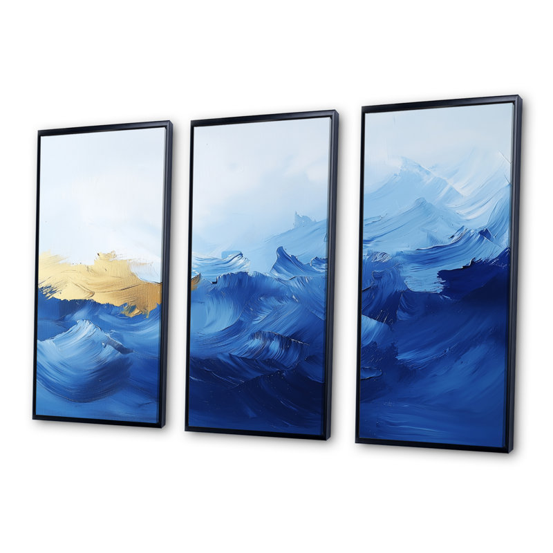 Encre blanche et bleue «Ethereal Dream», ensemble d'art mural formes abstraites, H 28 po x l 36 po x P 1 po