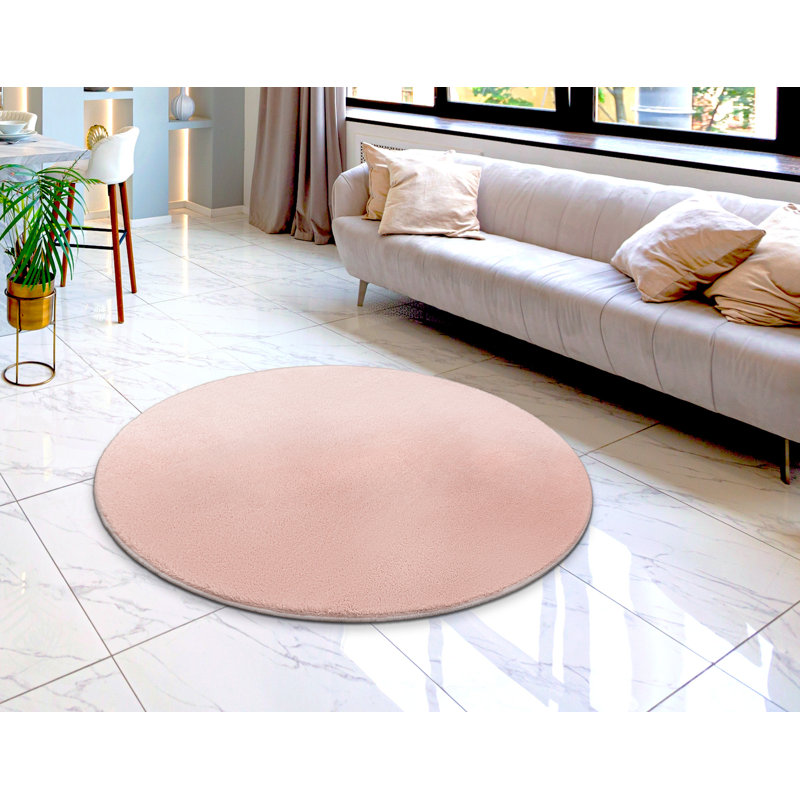 Pacificia Solid Colour Area Rug, Pink, Round, 120cm