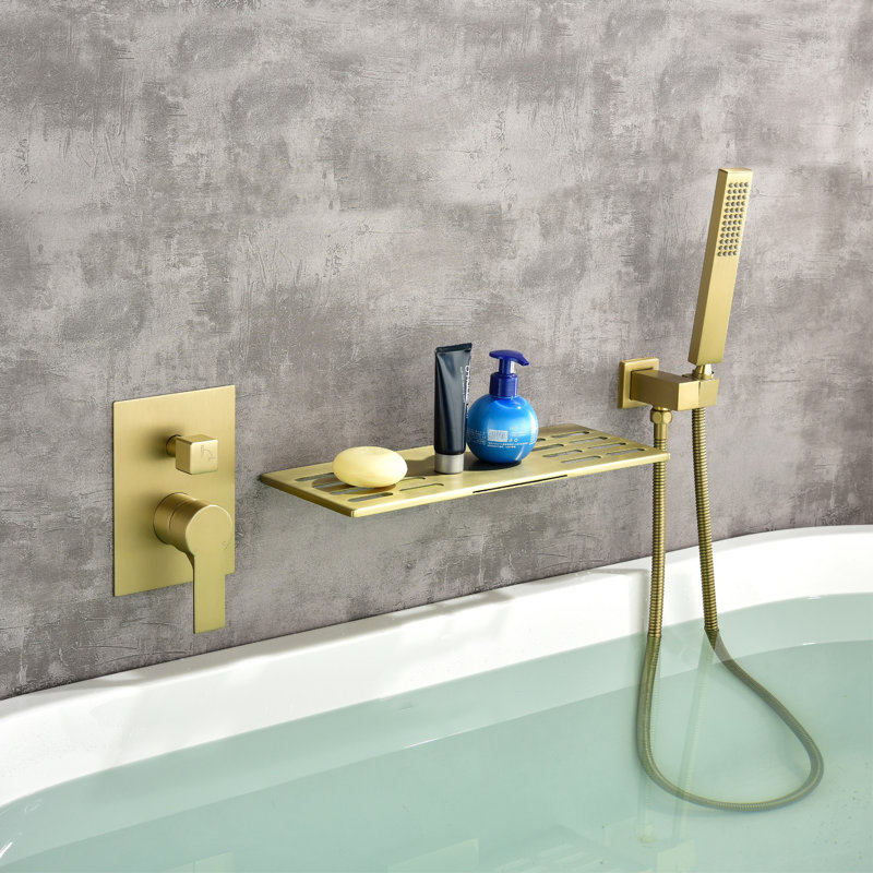 Bec de baignoire mural avec douche à main avec nouveau style, Or brossé