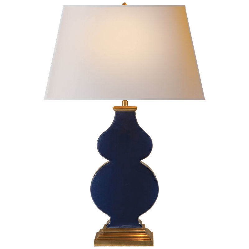 Alexa Hampton Anita Table Lamp, Midnight Blue Porcelain, Fabric