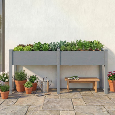 Lit de jardin surélevé en bois avec pieds et 6 trous de drainage