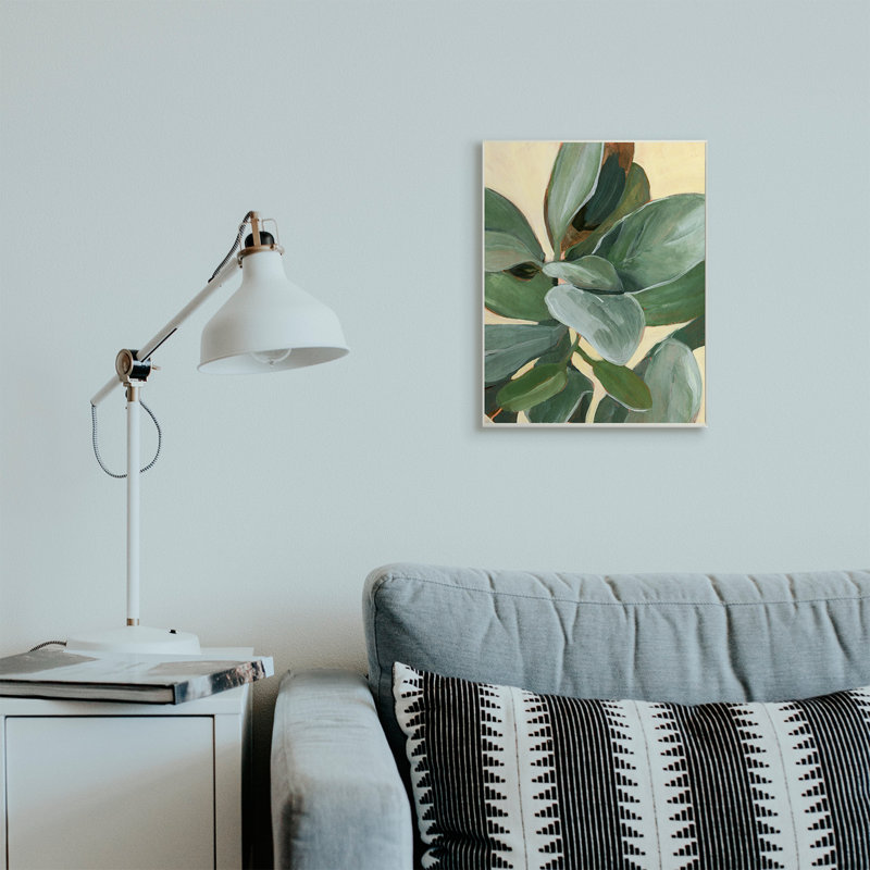 Étude de plantes en pot feuilles vertes, H 19 po x l 13 po, Plaque murale