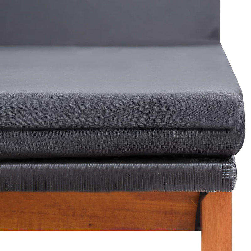 Ethelann 200cm Long Reclining Acacia Single Chaise with Cushions