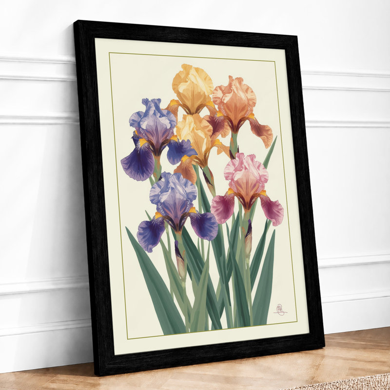 Iris Garden Botanical - Print, Black, A4 - 29.7 x 21.0 cm
