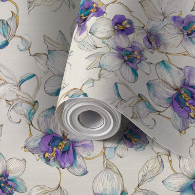 Papier peint adhésif peler et coller en PVC, revêtement mural auto-adhésif amovible avec motif de décoration de jardin botanique pastel, imperméable pour la décoration intérieure - rouleau