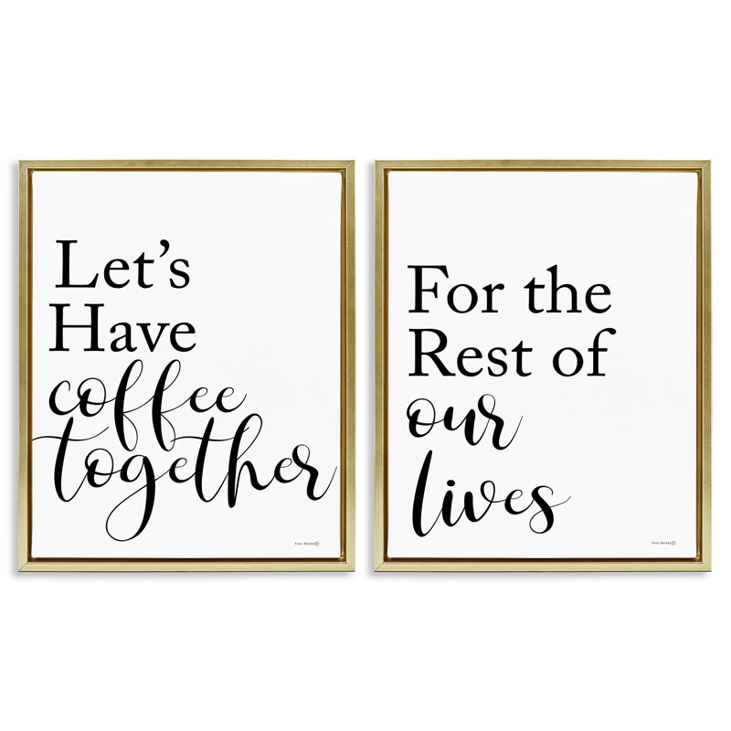 Ensemble de 2 toiles flottantes encadrées "Romantic Coffee Together" par Yass Naffas Designs, H 31 po x l 25 po