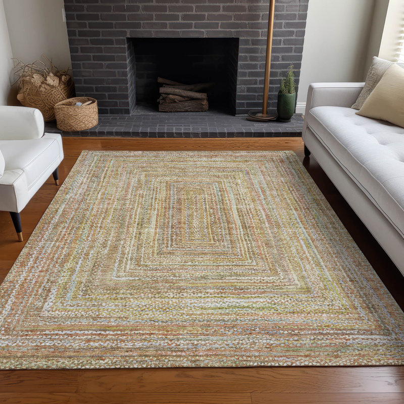 Tapis brun clair d'intérieur / extérieur lavable à la machine, Rectangle 5 pi x 7 pi 6 po