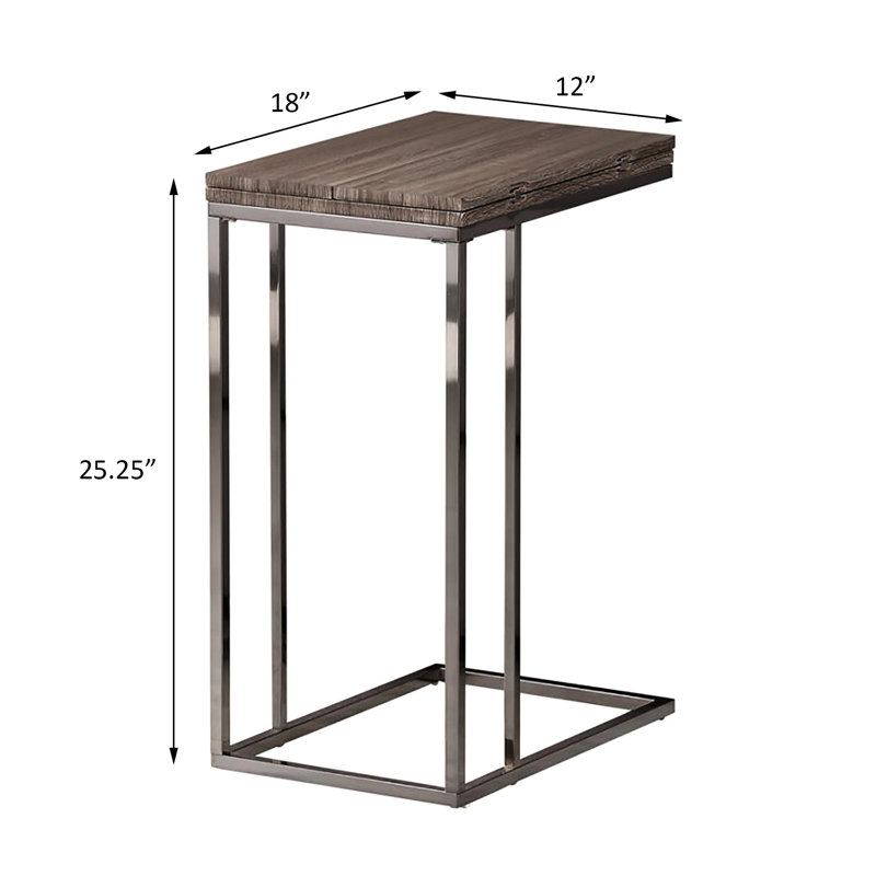 Table pliante grise et noire patinée pour les collations - l'option polyvalente Snack In ajoute un charme rustique