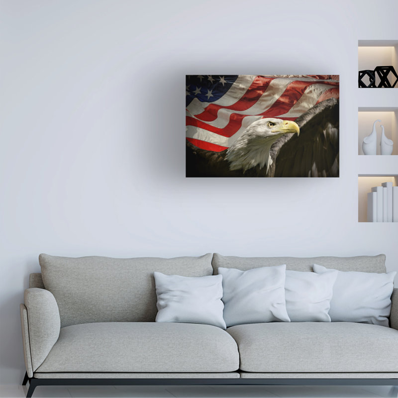 Art mural sur toile tendue - «American Eagle» par Jai Johnson pour décoration de salon, de chambre à coucher ou de bureau - 30 x 47