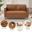 Causeuse à accoudoirs carrés en similicuir l 60 po Mid Century-443170045