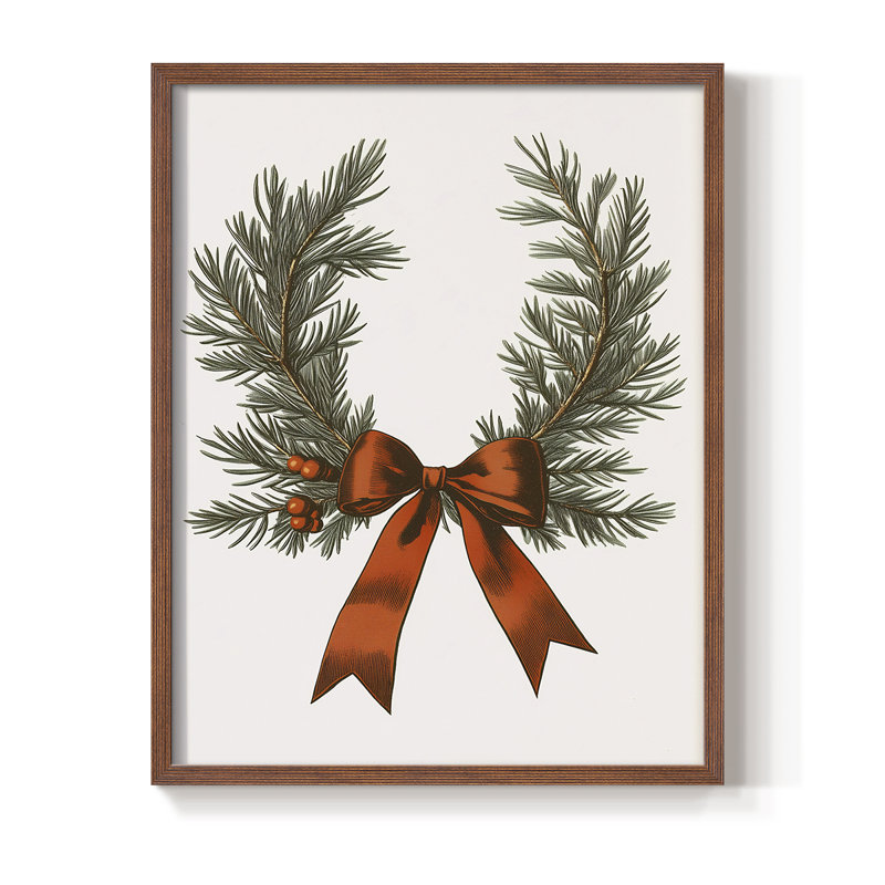 Art des Fêtes de Noël - série 2 - CCXC, reproduction encadrée - bois massif, Noyer, H 15 po x l 12 po