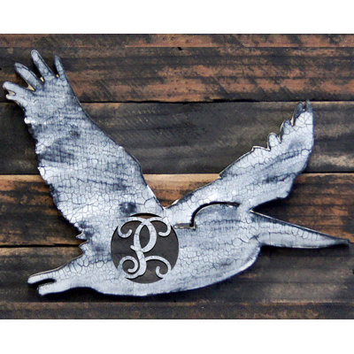 Décoration murale de forme simple lettre en bois pelican rustique