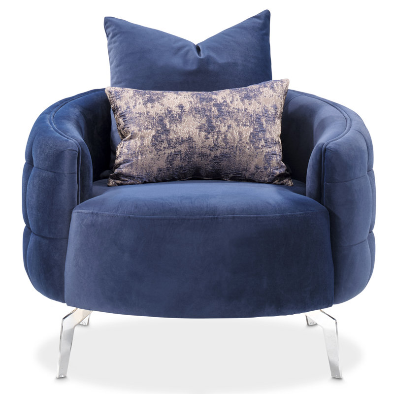 A La Carte Barrel Chair, Silver, Indigo Velvet