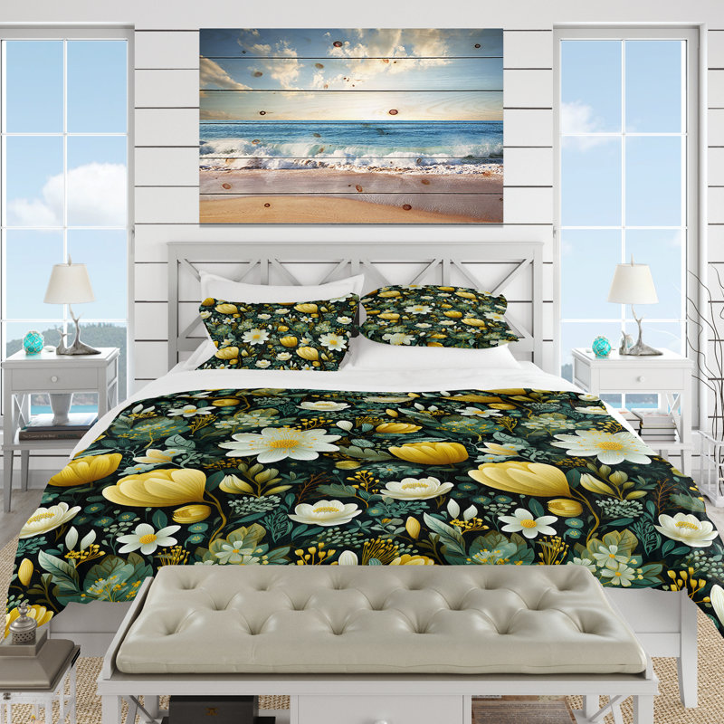 Literie Botanical Bliss Boho Pattern II, Housse de couette pour grand lit et 2 taies décor