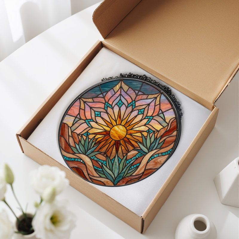 Panneau de vitrail en verre coloré, 7,8 heures, H 7,8 po