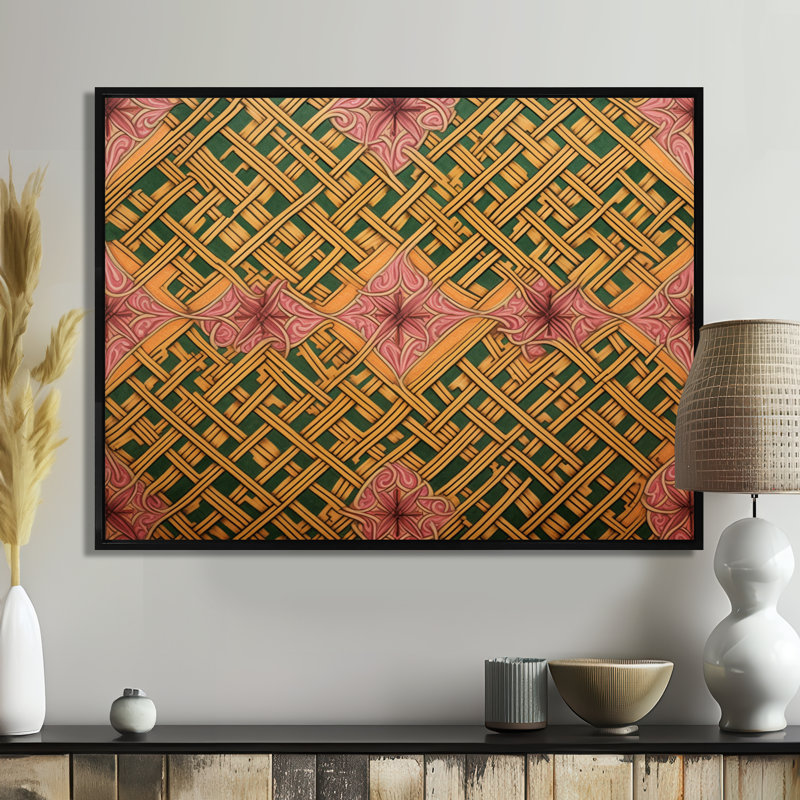 Motif celtique - reproduction d'art géométrique murale, H 12 po x l 20 po x P 1 po, Toile avec cadre flottant noir