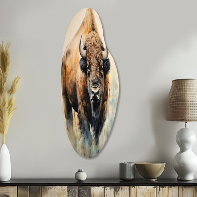 Buffalo / bison incurvé, art mural asymétrique en métal