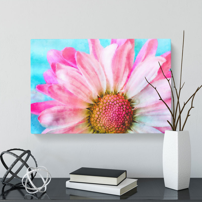 Pink Daisy Flower - Wrapped Canvas, 40cm H x 60cm W x 3cm D