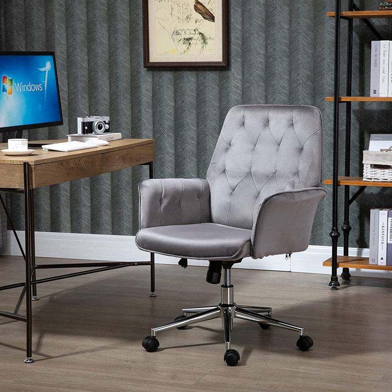 Farnum Velvet Office Chair, Dark Grey