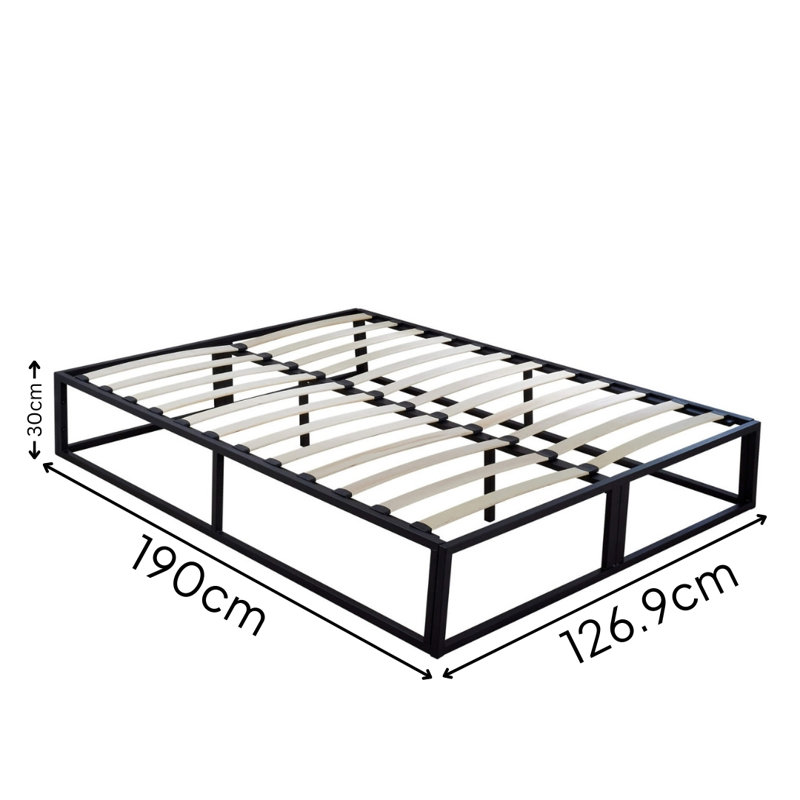Lassen Black Metal Industrial Platform Bed Frame, Small Double (4')