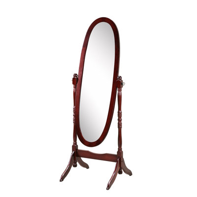 Mirror With Traditional Design. Body Reflection Tiltable Mirror. Freestanding And Stable. 16 X 22.5 59.09H In Style Floor Wood. Oval Glass Stable Freestanding.