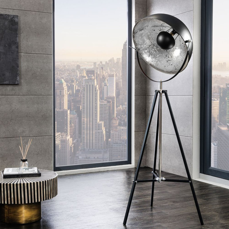 Fiedler 168cm Tripod Floor Lamp, Black/Silver