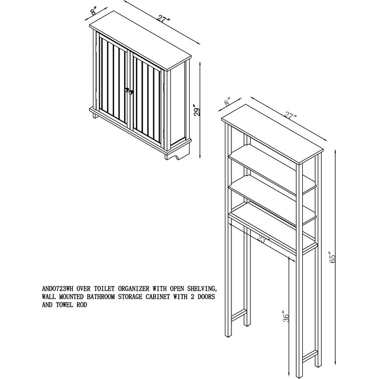 Belz Solid Wood Bathroom Storage Furniture Set