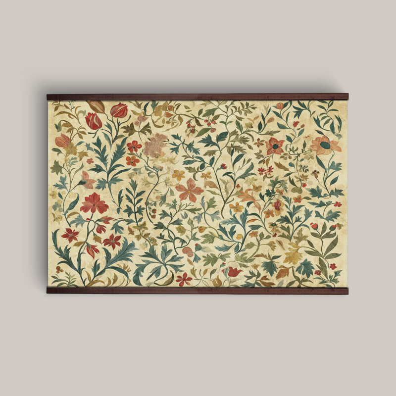 Vintage Botanical Wall Art Tapestry, Wall Hanging Art, 40" H x 60" W