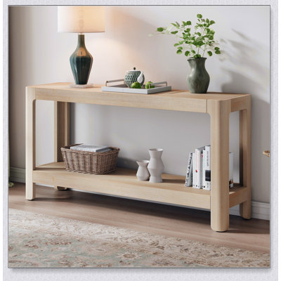Mirod Modern Farmhouse Console Table, Elegant Minimalist Design With Premium Wood Veneer And Rounded Corners For Versatile Use