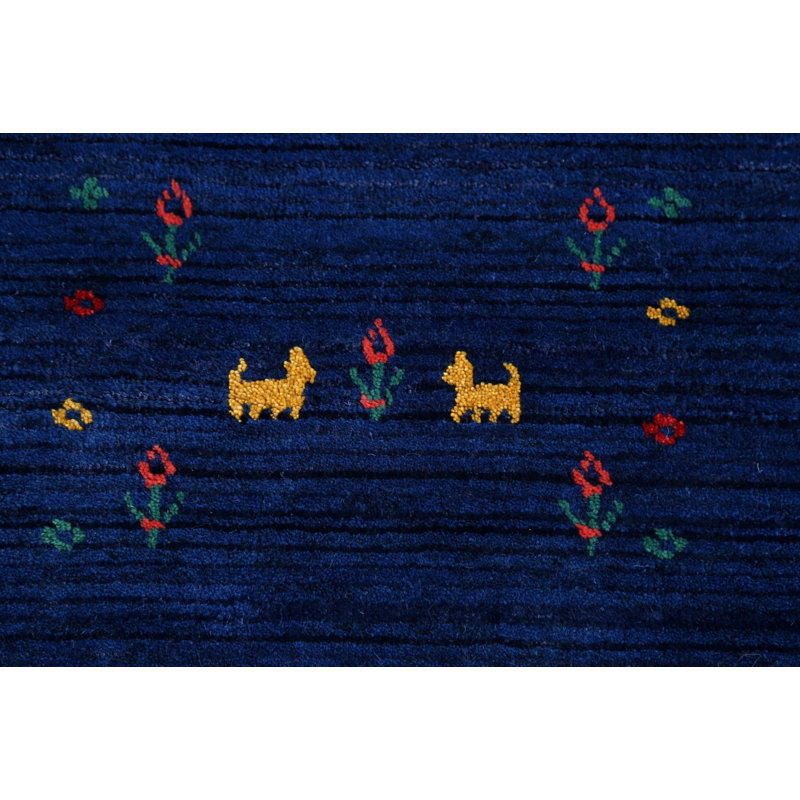 Tapis bleu Indien Gabbeh 8 x 9