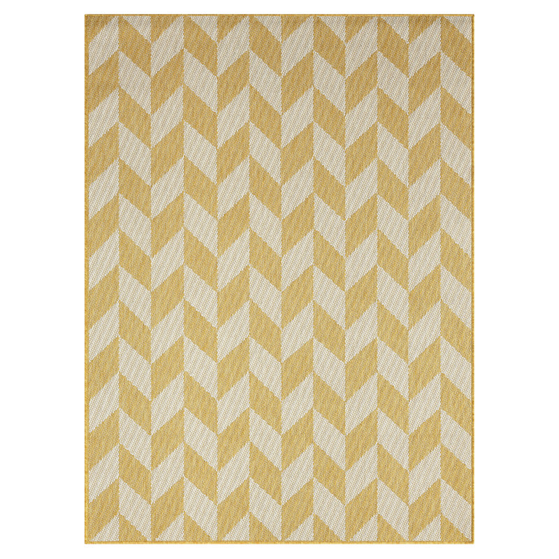NICOLE MILLER NEW YORK Patio Country Calla Herringbone Indoor/Outdoor Area Rug, Yellow/Cream, Rectangle 5'2" x 7'2"