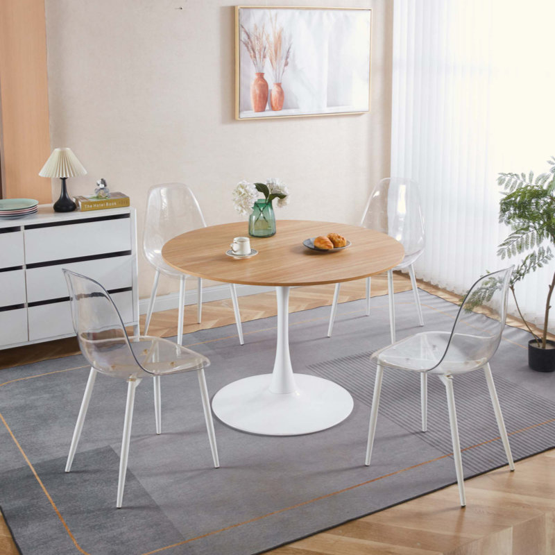 Table de salle à manger Bjarnheiur, H 28,7 po x l 42 po x P 42 po, Blanc, Blanc