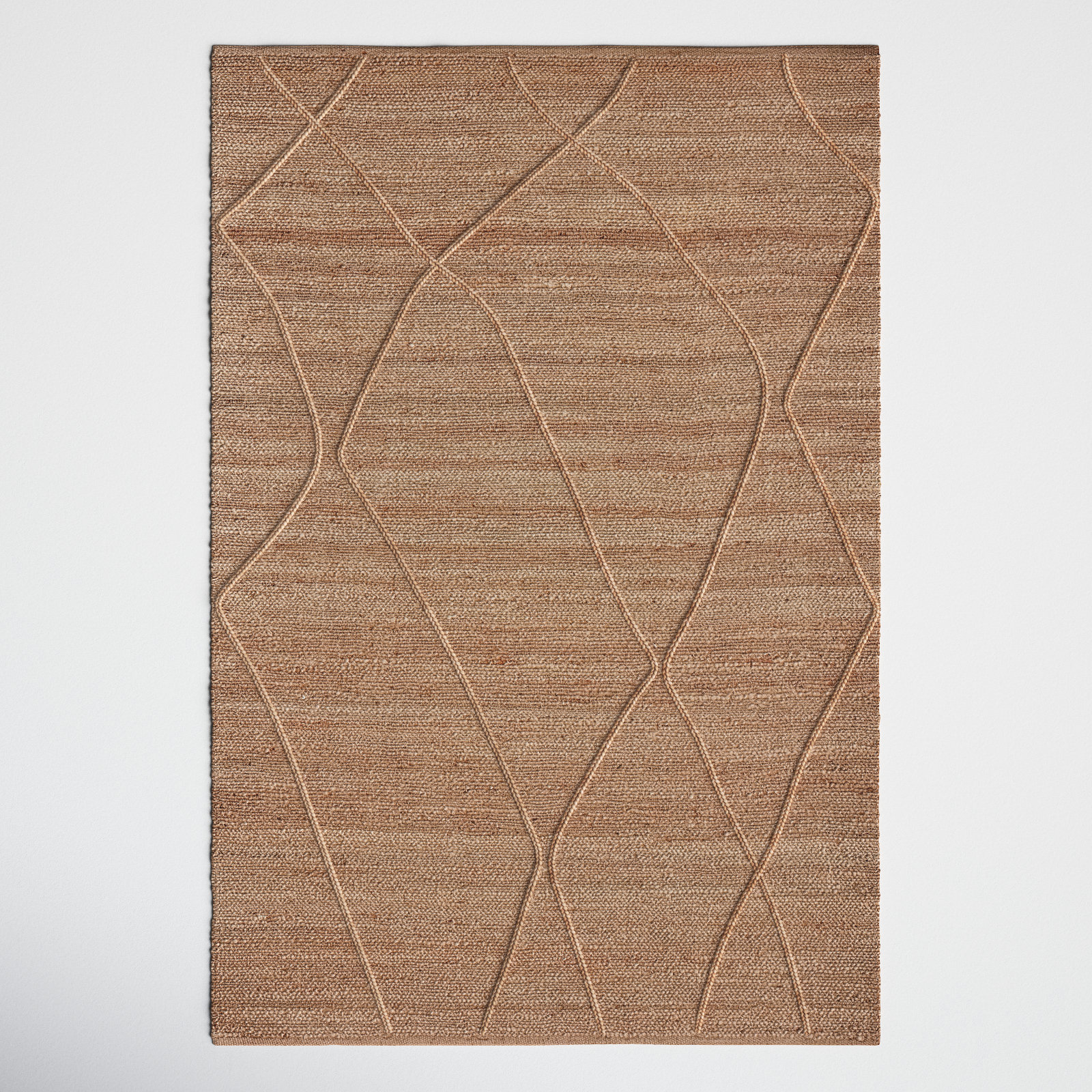 Albemarie Natural Hand-Woven Geometric Jute Rug, Rectangle 2'6" x 7'6"