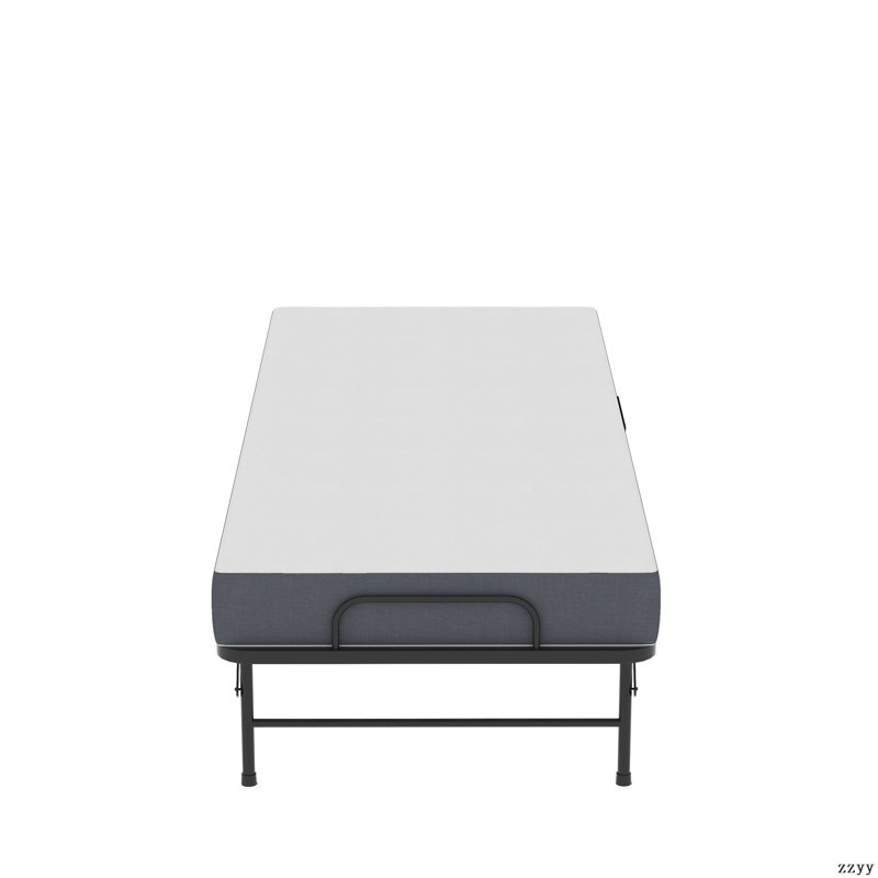 Lit pliant de 75 po avec tête de lit réglable et mousse à mémoire de forme de 5 po, lit d'invité escamotable peu encombrant pour les personnes de grande taille, lit simple sur roulettes portatif, assemblage facile