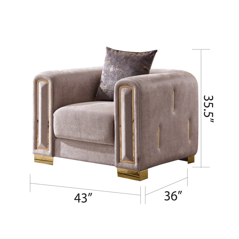 Foehr 3 - Piece Velvet Living Room Set, Beige Velvet
