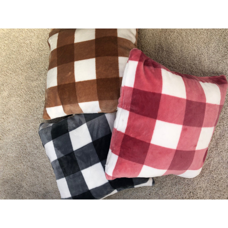 Karo Plaid Square Cushion, Red
