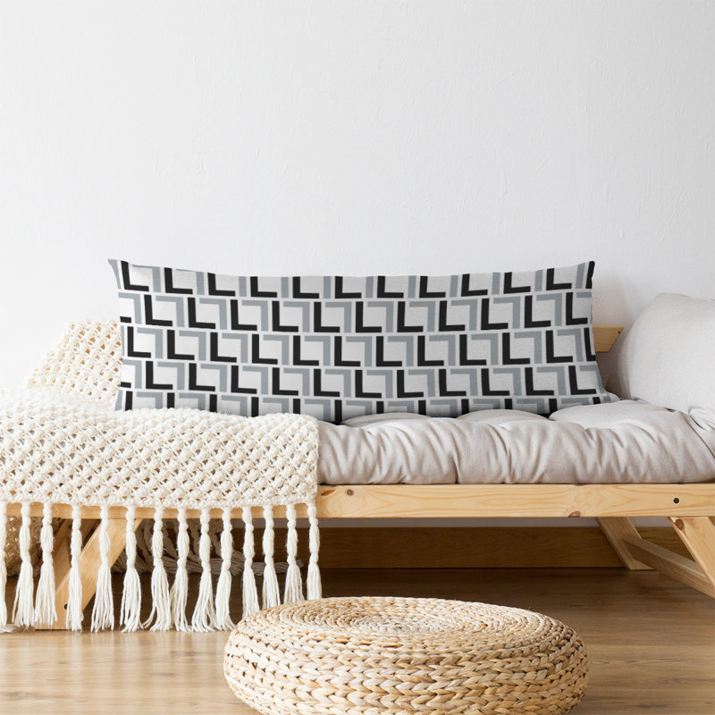 Polyester Medium Pillow, Polyester, White/Black/Silver