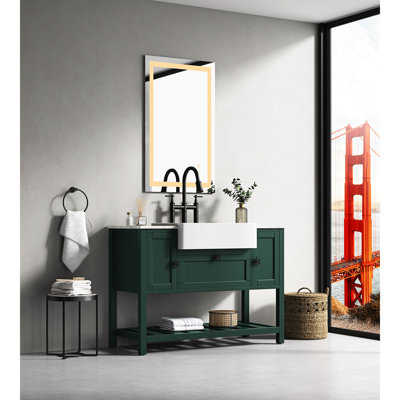 Miroir de salle de bain 36 po x 28 po à DEL - Brouillard, intensité variable, 3 options de couleur, mémoire, préparation de soins de la toilette