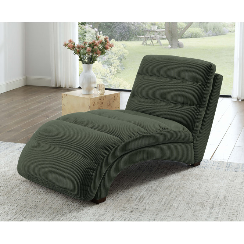 Chaise longue rembourrée Danbury, Velours côtelé beige