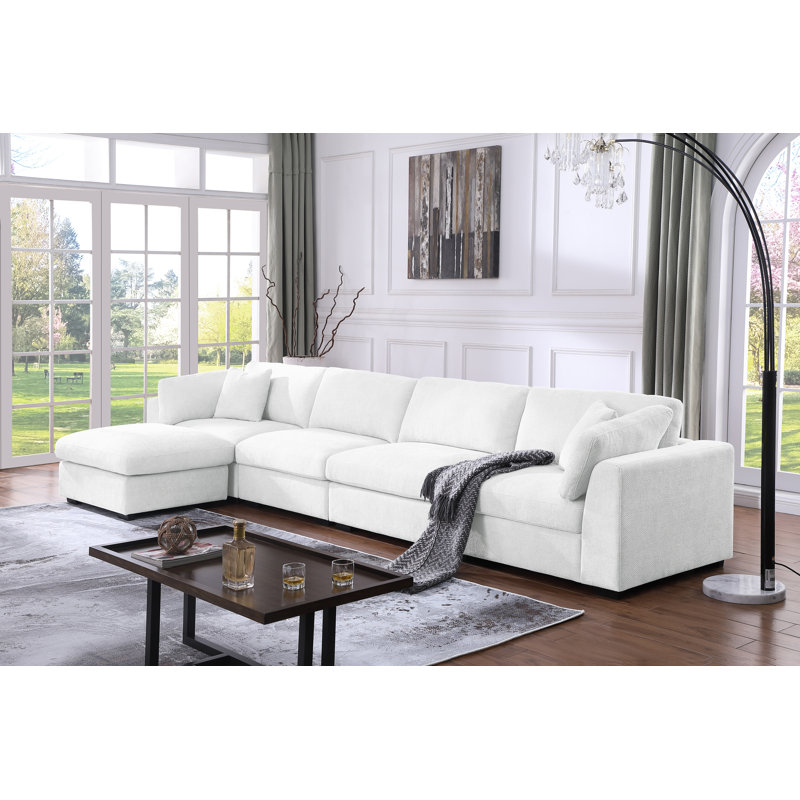 Canapé Chenille, Blanc / Blanc