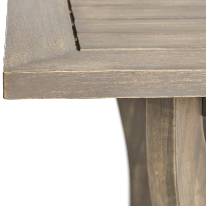 Outdoor Acacia Wood Metal Base Dining Table, Gray