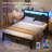 Upholstered Bed Frame With LED Lights, 2 Tier Storage Headboard and Charging Station-1303396847-1275432146-1285124558