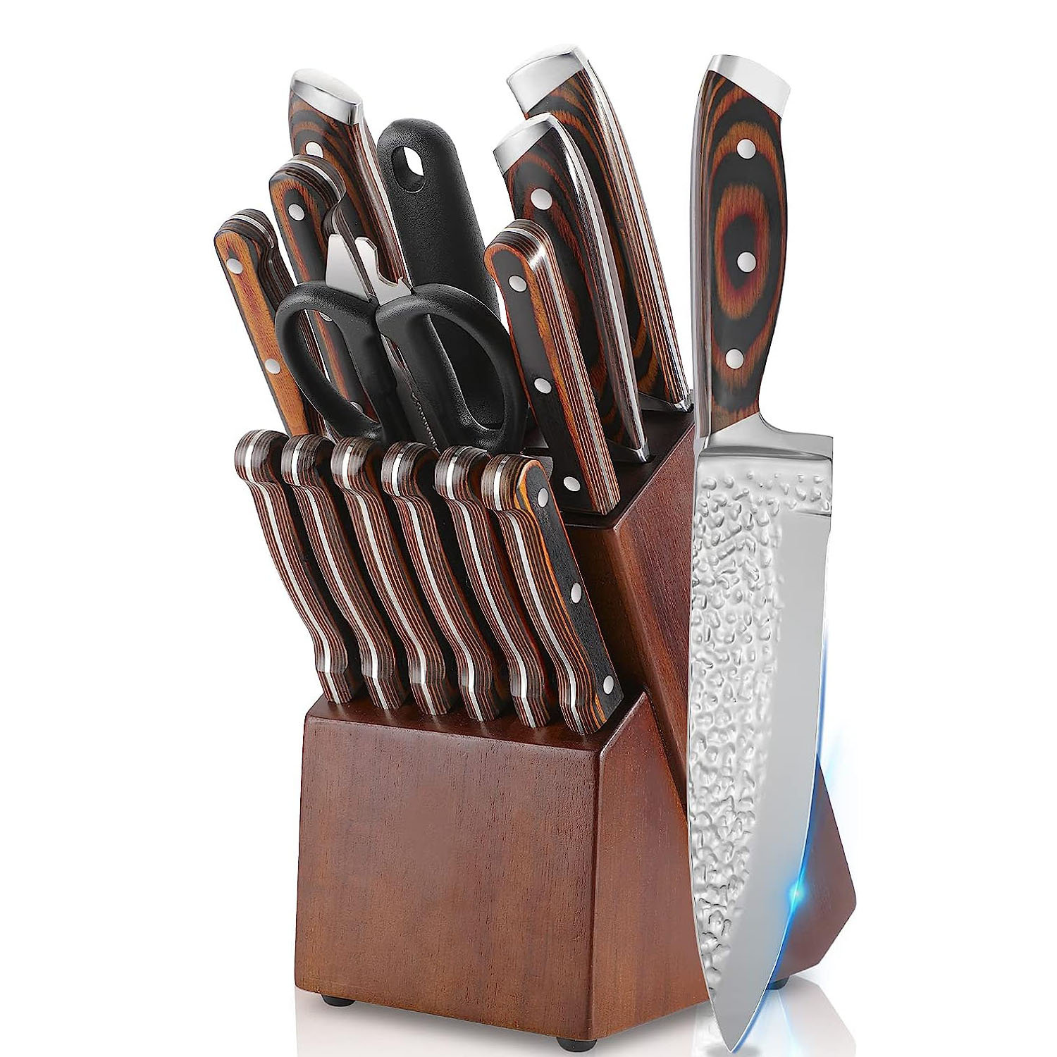 QXXSJ 20 Piece Stainless Steel Knife Block Set