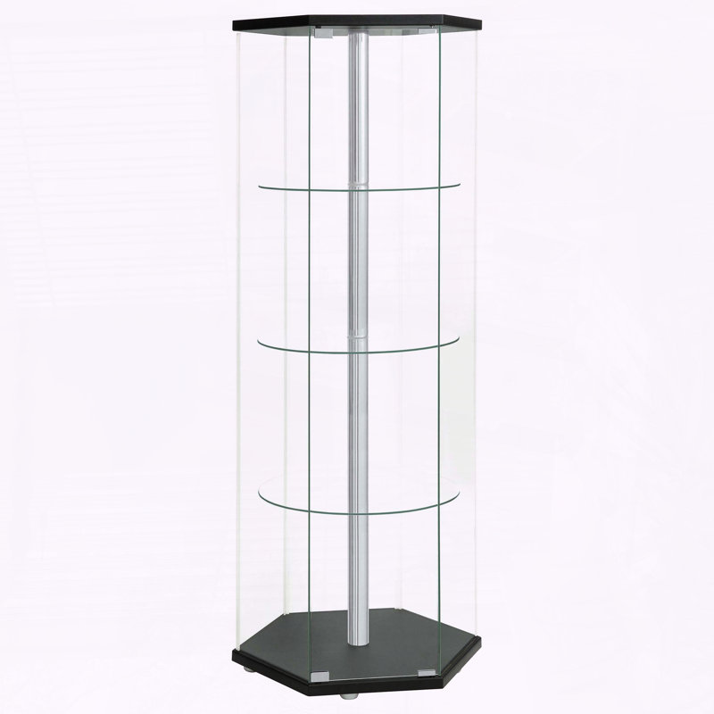 Vitrine hexagonale à 4 tablettes Tenley