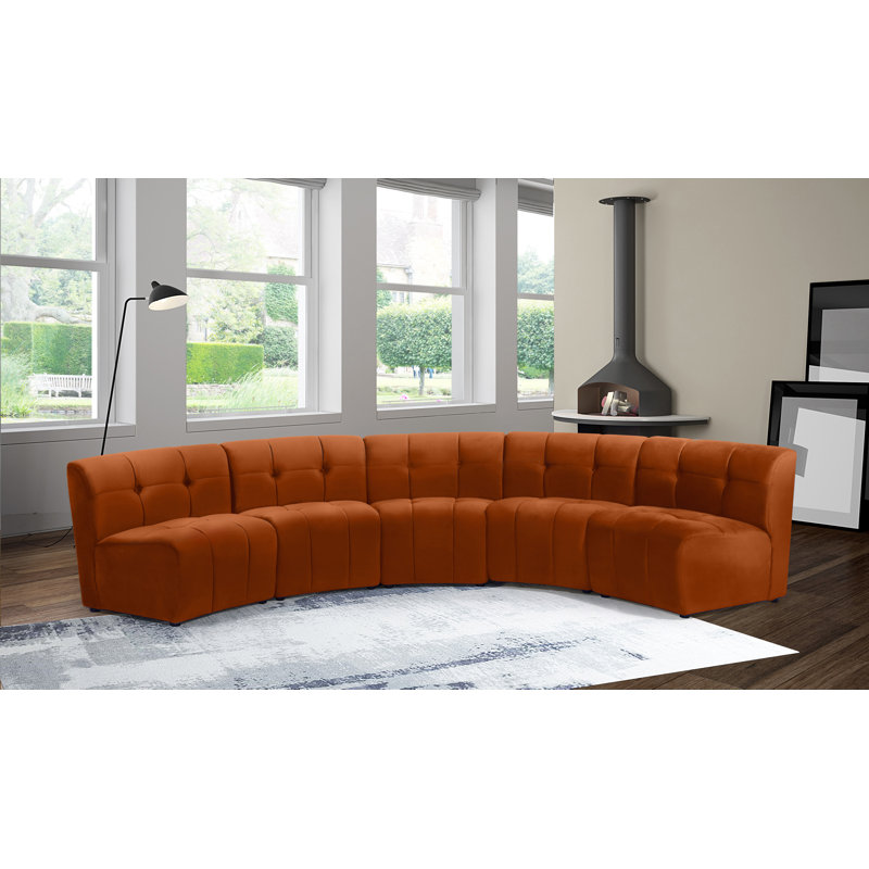 Jedson Velvet Sectional Symmetrical, Cognac Velvet